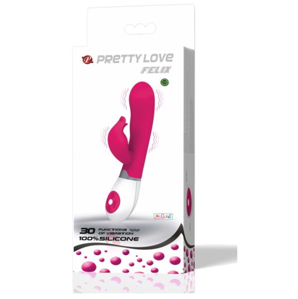 Rabbit vibrator Pretty Love BI-014223 i lilla og hvid med buet krop og ører til klitoris