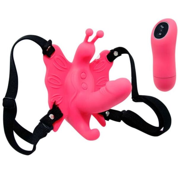 Baile Ultra Passionate strap-on med vibrerende sommerfugl og mini-dildo