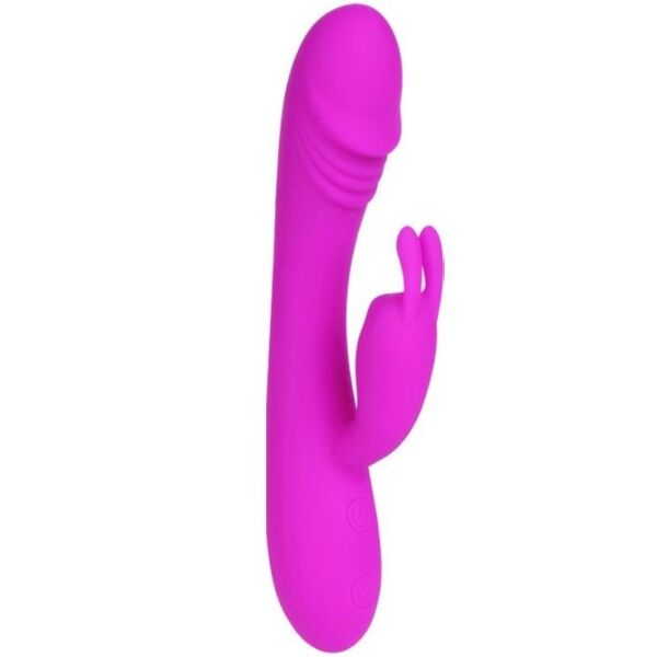 Rabbitvibrator Pretty Love Hunter i silikone, med buet krop og kaninører
