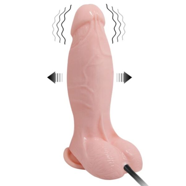 Oppustelig dildo Baile 18,8 cm, realistisk, med testikler, sugekop i bunden og pumpe