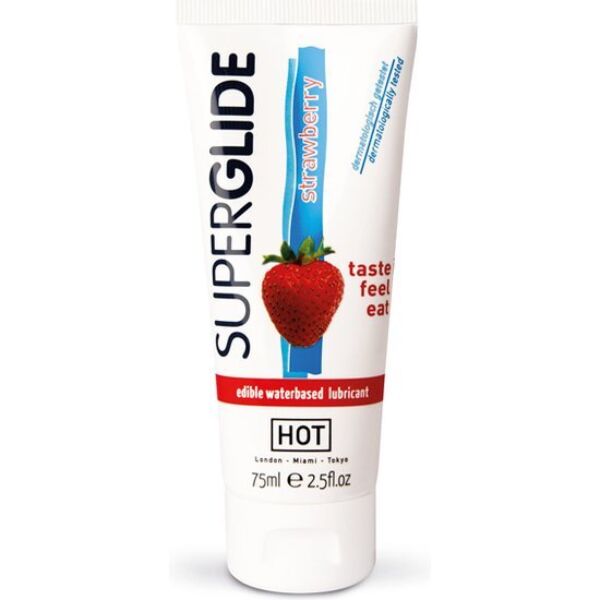 Spiselig glidecreme HOT Superglide 75 ml, fås i fem smage
