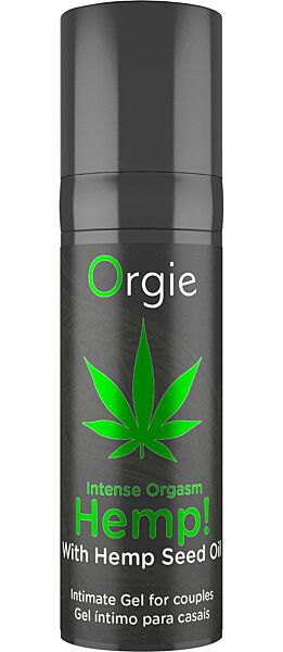 Airless-flaske med den stimulerende gel Orgie Hemp! Intense Orgasm 15 ml