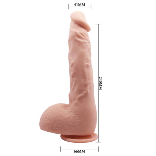Realistisk dildo Baile Jason 24 cm med buet skaft, testikler og sugekop i bunden