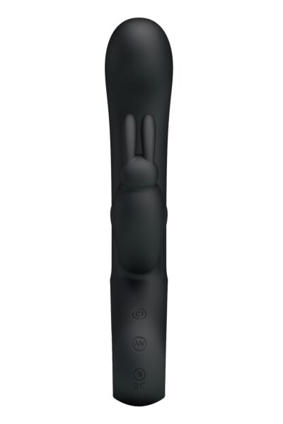 Rabbitvibrator Party Up Colin i sort med buet skaft og kaninformet arm