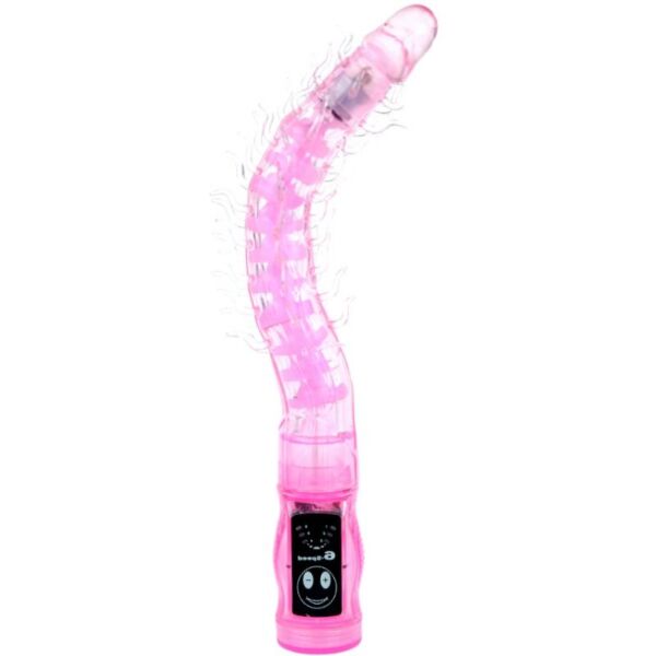 Vibrator Baile BW-038002 med rillet skaft, buet hoved og klitorisstimulator