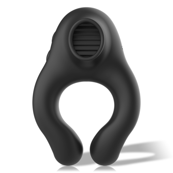 Vibrerende penisring Black&Silver Licking i sort silikone