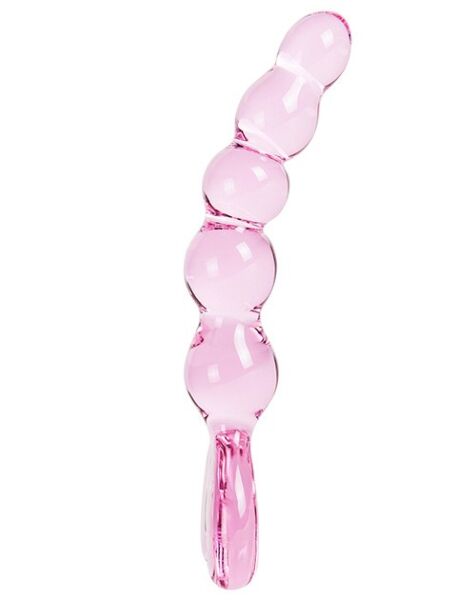 Kugledildo S Pleasures Crystal Aphrodite, gennemsigtig lyserød, med hjerteformet base
