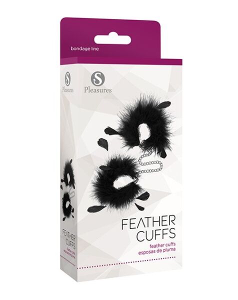 Håndjern S Pleasures Feather Cuffs, to håndjern med fjer forbundet med en kæde