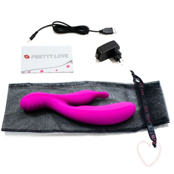 Rabbitvibrator Pretty Love Bliss i lilla silikone, med arm til klitoris