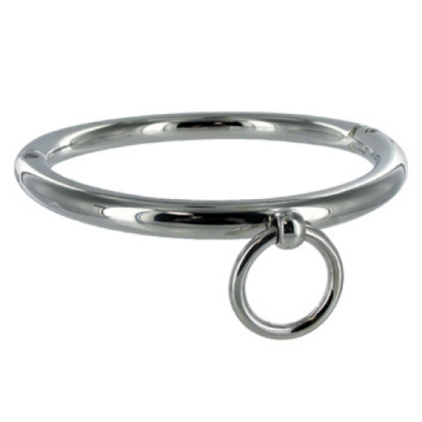 Metal Hard BDSM-halsbånd i forkromet metal med O-ring