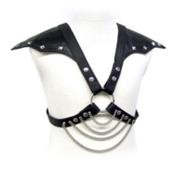 Leather Body BDSM-harness til mænd med justerbare remme og metalkæder