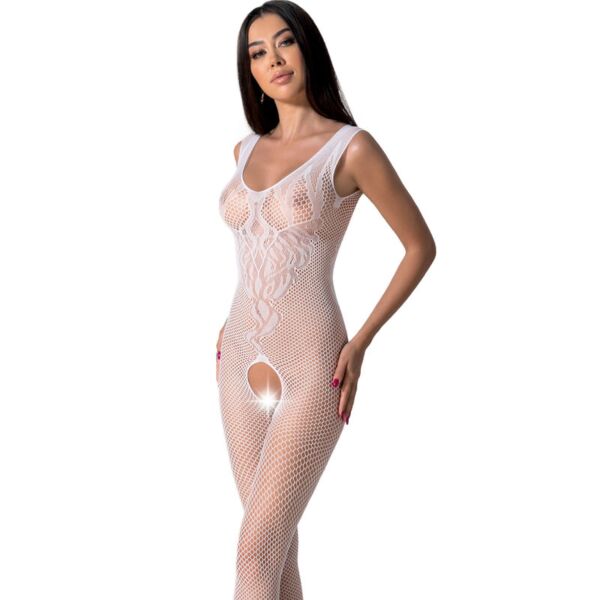 Bodystocking Passion BS098 i net med blonder og transparente partier