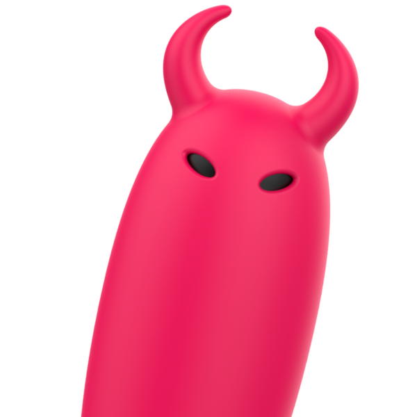 Kuglevibrator Intense Fun Scarlet 9,3 cm, med horn og gaffelhale