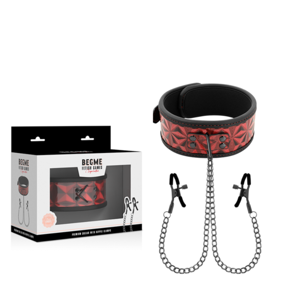 Krave med kæde og brystvorteklemmer, Begme Red Edition