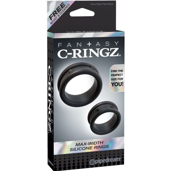 Sæt med to sorte silikoneringe, Fantasy C-Ringz Black fra Pipedream