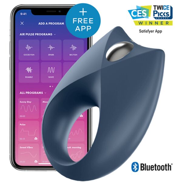 Blå vibrerende penisring Satisfyer Royal One med fremspring til klitoris