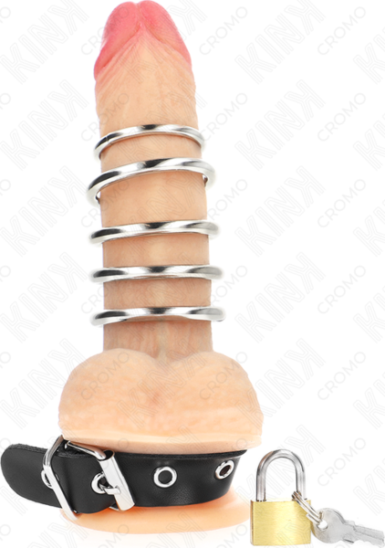 Kink Ring Power, sort rem med seks metalringe