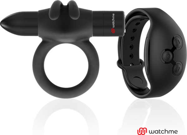 Vibrerende penisring Black&Silver Agron med WATCHME-kontrolur