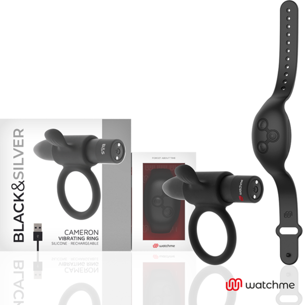Vibrerende penisring Black&Silver Cameron WatchMe med styreur