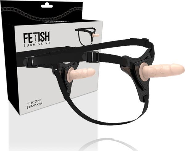 Fetish Submissive strap-on med elastisk sele og silikonedel med konisk spids