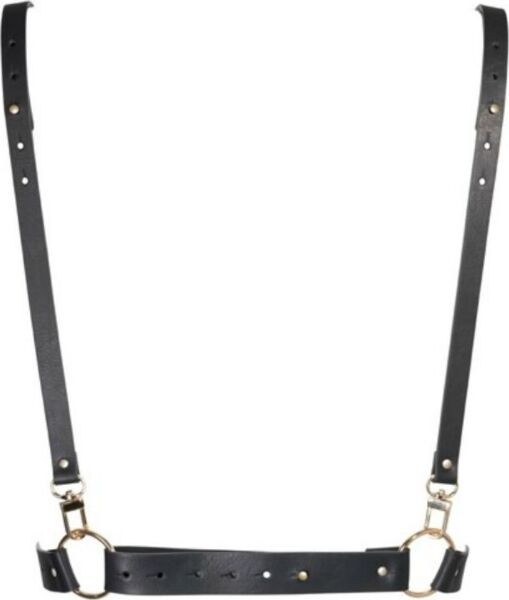 Body harness Maze X Harness fra Bijoux Indiscrets i sort med brystbånd og stropper, der krydser i et X