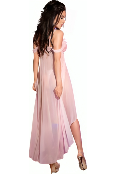 Lang babydoll Chilirose CR 3716 i net og blonde, med string