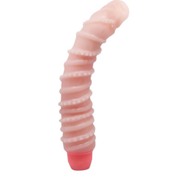 Realistisk vibrator BAILE Flexi Vibe Spiral i hudfarve med årer og rund eikel