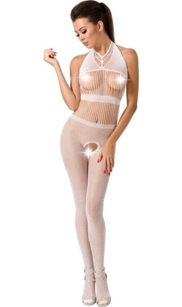 Bodystocking i net fra Passion BS048 med blonder og åbning i skridtet
