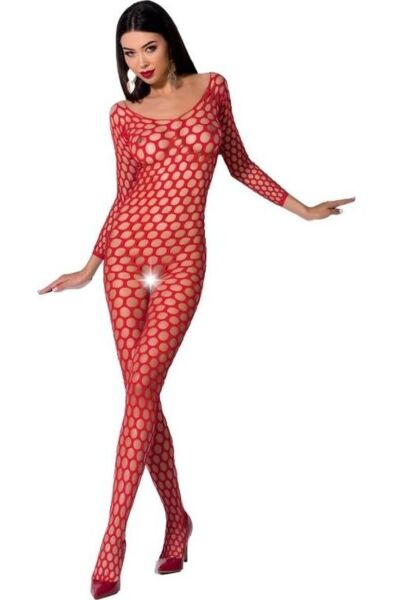 Bodystocking Passion BS077 i net med blonder og transparente zoner
