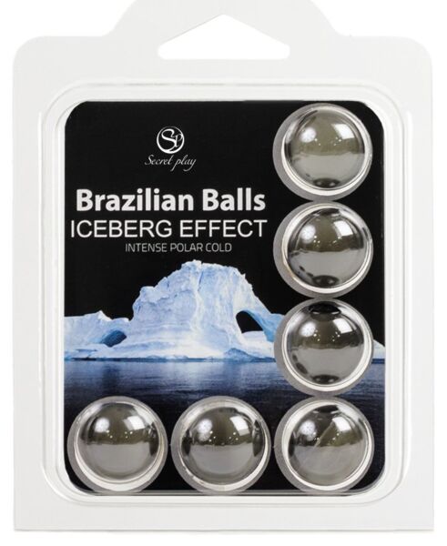 Sæt med 6 Brazilian Balls Iceberg fra Secret Play, kugler med massageolie og kuldeeffekt