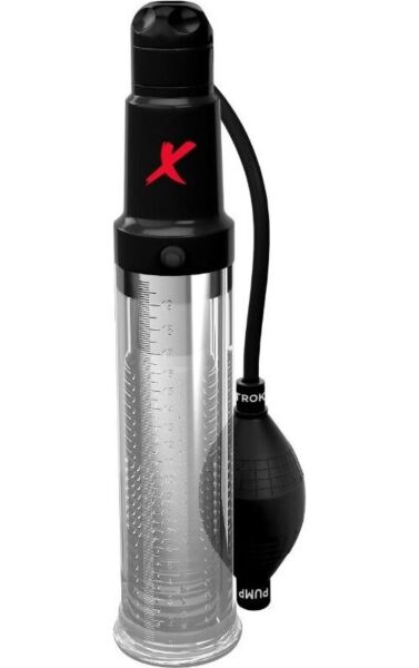 Penispumpe og masturbator PDX Elite Suck N Pump Stroker fra Pipedream, med klart rør