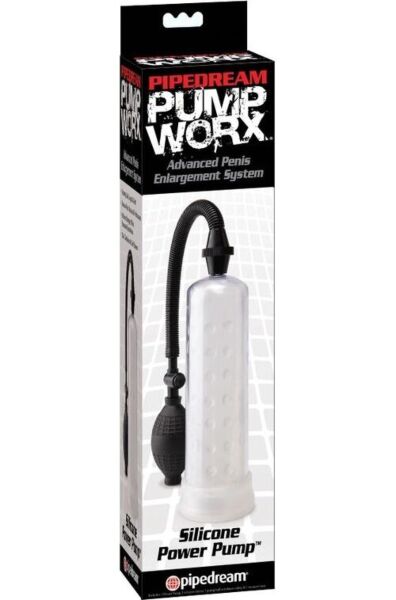 Penispumpe Pump Worx i silikone med transparent cylinder