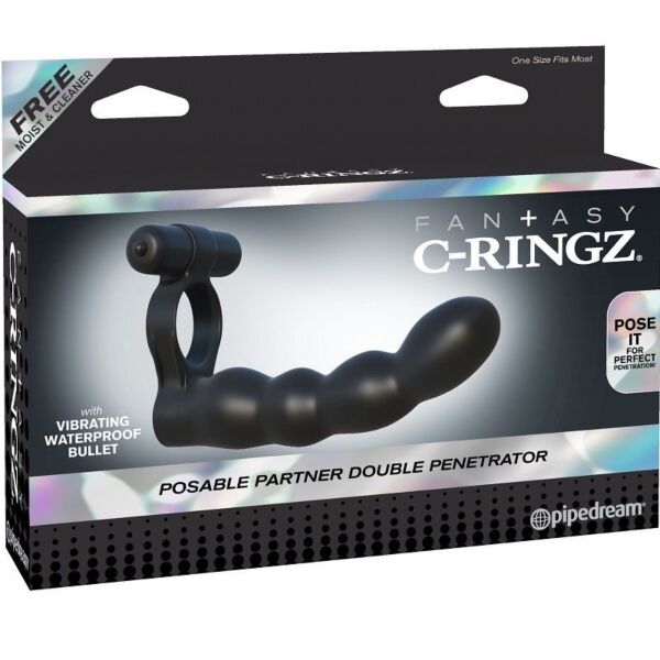 Penisring Fantasy C-Ringz Dobbelt Penetration fra Pipedream med fleksibel stimulator