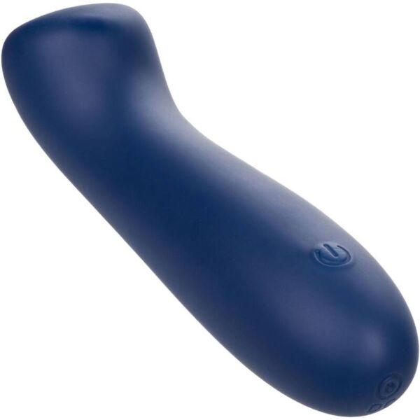 Vibrator CalExotics Cashmere Satin G i blå silikone, med fladt hoved og bøjelig stang