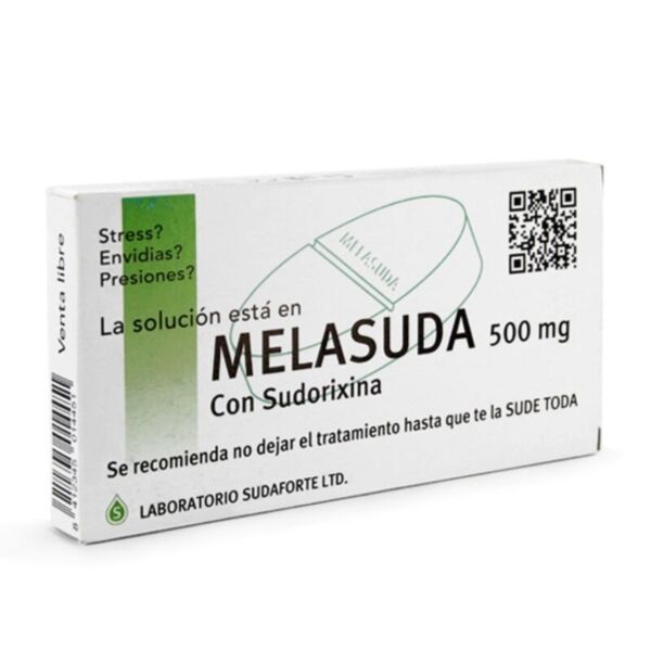 Slikæske Melasuda 500 mg fra Diablo Picante, der ligner en medicinæske