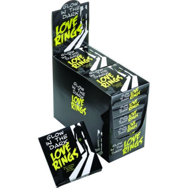 Pakke med tre Glow In The Dark Love Rings fra Spencer & Fleetwood