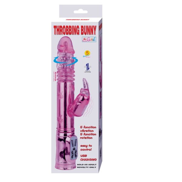 Rabbitvibrator Baile Throbbing Bunny med roterende spids og kaninarm
