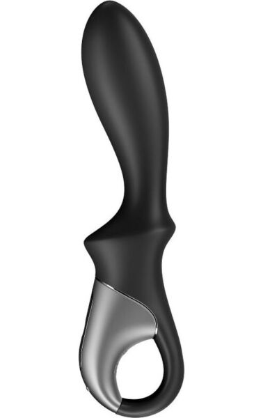Analvibrator Satisfyer Heat Climax Connect App i sort, med håndtag og fastholdelsesring