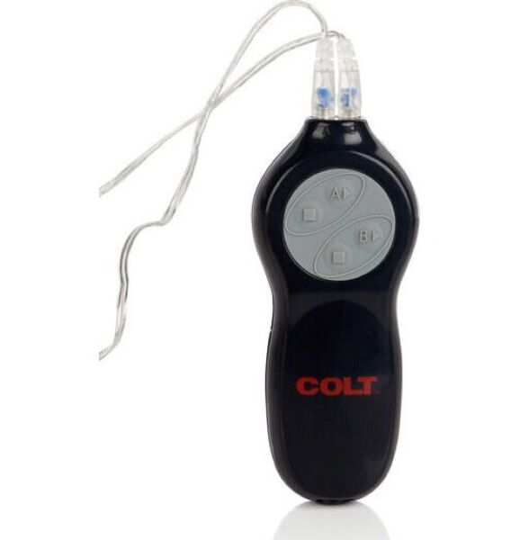 COLT Twin Turbo Bullets fra CalExotics med to sølvfarvede kugler og kablet fjernbetjening