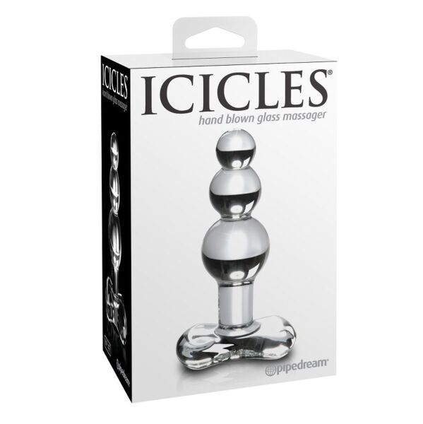Buttplug af glas, Pipedream Icicles N. 47, med buet krop og ring i bunden