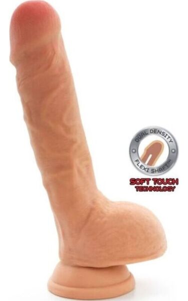 Realistisk dildo Toyjoy Get Real Dual Density i hudfarve, med testikler og sugekop