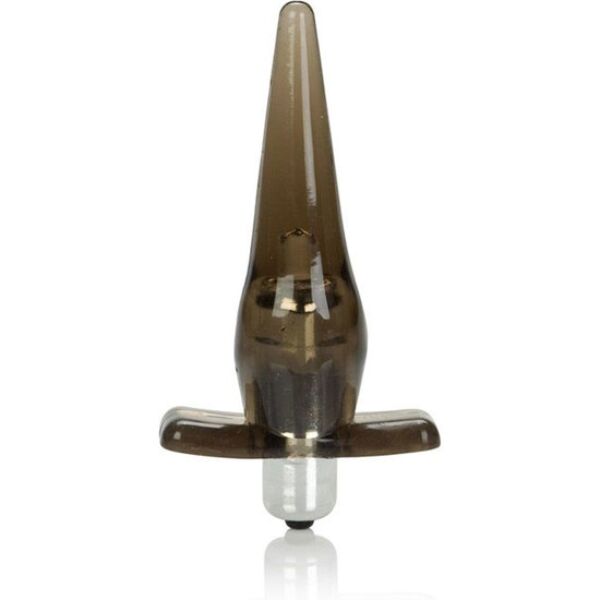 Vibrerende buttplug CalExotics Mini Vibro Tease Smoke med stimulator med metallisk overflade