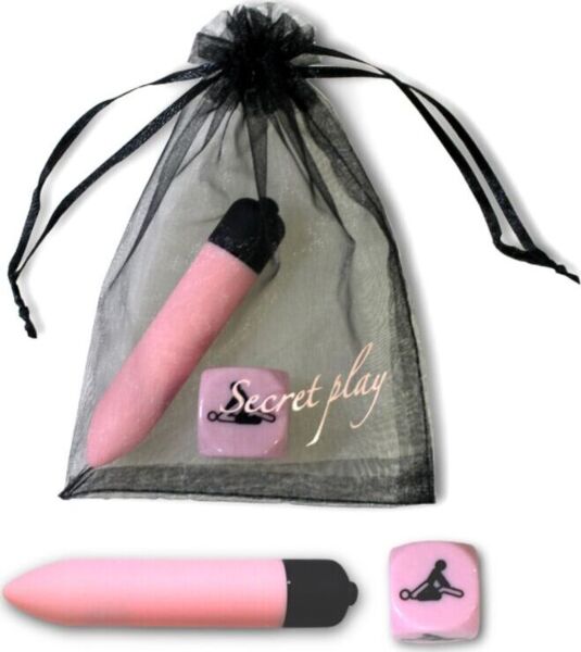 Secret Play Kit Sensual Feelings med den lyserøde kuglevibrator, den lyserøde stillingsterning og organzaposen