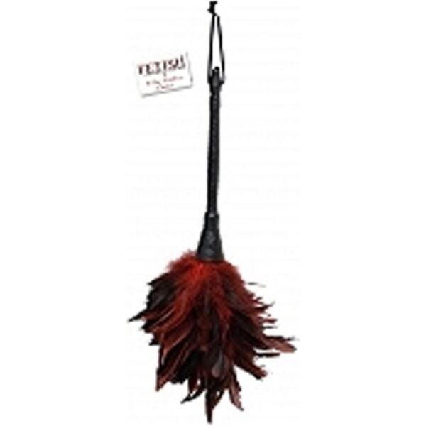 Erotisk fjerpisk Fetish Fantasy Series Frisky Feather med sorte og røde fjer og skaft
