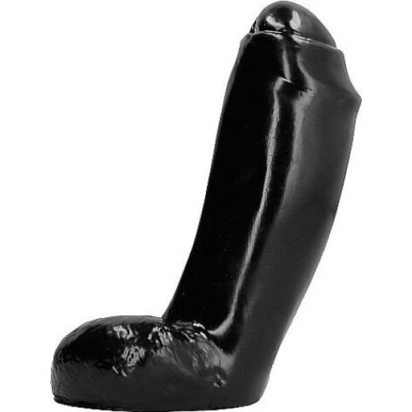 Realistisk dildo All Black AB46 Big Bird, sort, med lige skaft og testikler