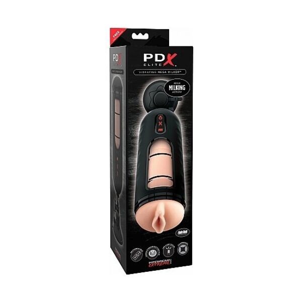 Masturbator PDX Elite Mega Milker fra Pipedream med automatisk kompression, gennemsigtigt vindue og sugekop