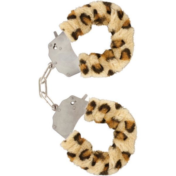 ToyJoy Furry Fun Cuffs håndjern til håndled, beklædt med kunstpels og forbundet med en kæde