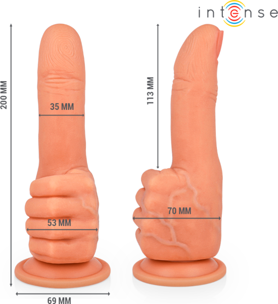 Dildoen Intense Bender med håndform og sugekop i bunden