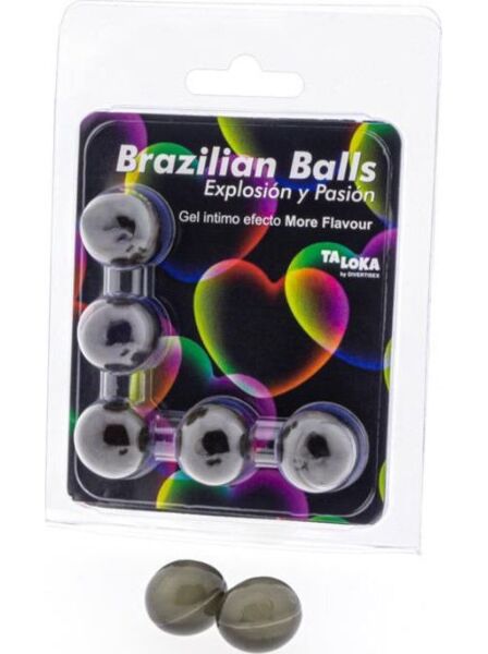 Pakke med 5 brasilianske kugler Brazilian Balls More Flavour med stimulerende gel