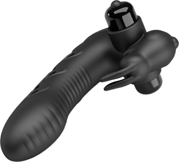 Fingervibrator Pretty Love BI-014851 formet som en kanin, i blank sort